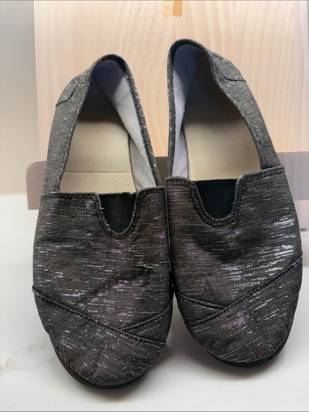 Mudd Girls Metallic Charcoal Slip-On Flats